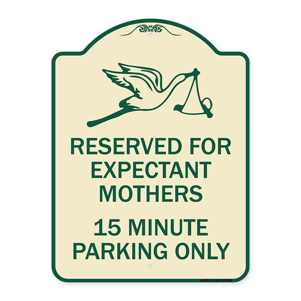 Reserved for Expectant Mothers 15 Minute Parking Heavy-Gauge Alum Sign, 18" L, 24" H, TG-1824-23200